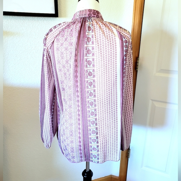 70s boho pink sheer button up blouse vintage - Picture 5 of 6